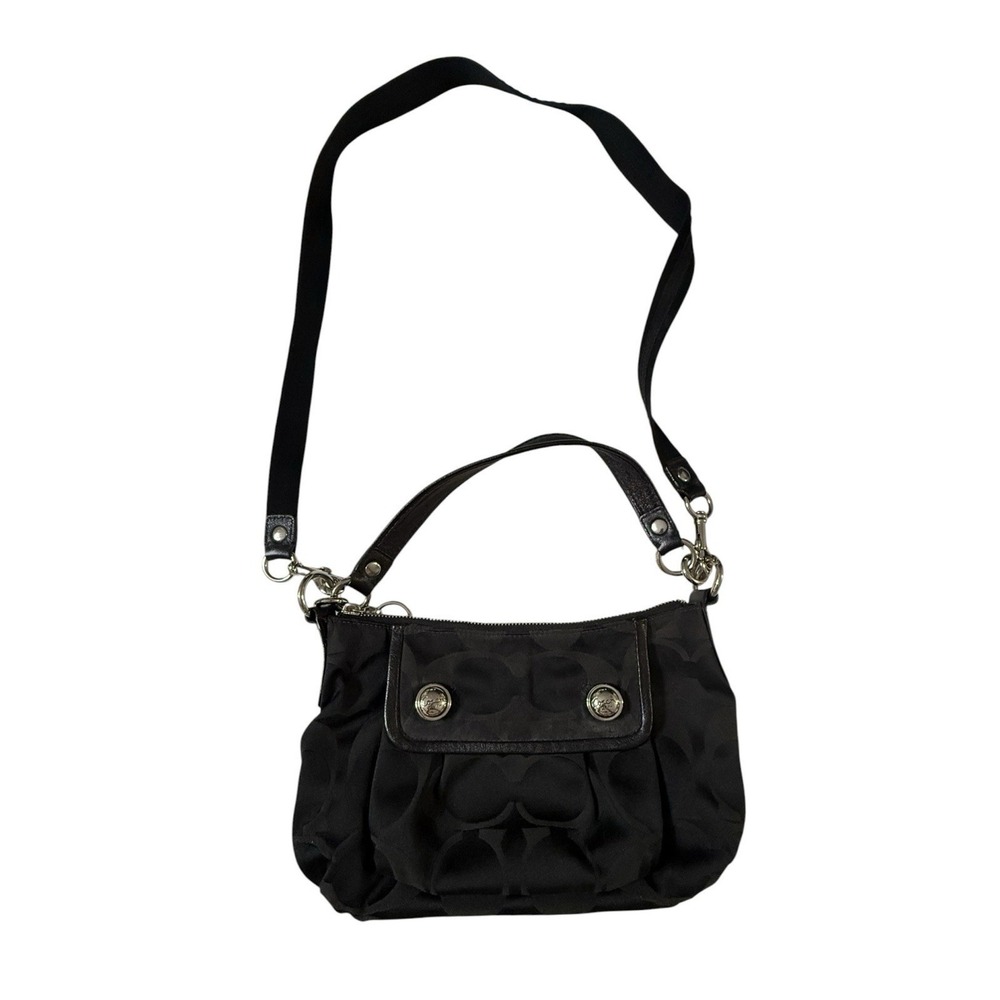 Coach Poppy Signature Satin Groovy Shoulder Crossbody Bag Black Y2K